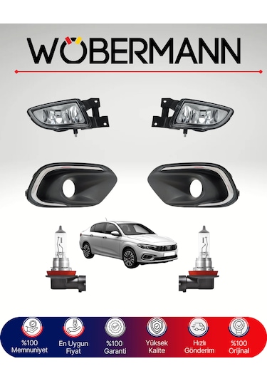 Wöbermann Fiat Egea (Tipo) Sis Farı Seti + Çerçeve ve H11 Ampul %100 Uyumlu
