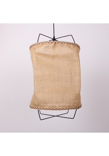 Cappadocia Doğal Jut Siyah Barlı Avize 40x55 Cm Bej