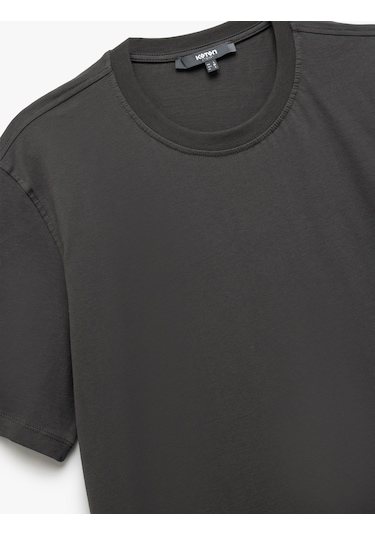 Koton Pamuklu Kısa Kollu Bisiklet Yaka Erkek Basic Tişört Antrasit 6wam10062hk Antrasit