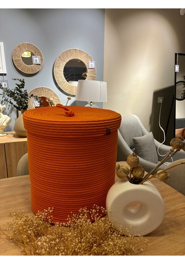 Victor Çok Amaçlı Düzenleyici Kapaklı Sepet,kapaklı Saksılık, Kapaklı Organizer 36x40 - Büyük Boy Turuncu