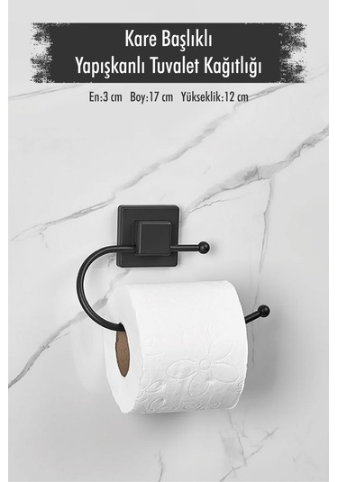 Yapışkanlı Kare Başlıklı Siyah Tuvalet Kağıtlığı Çok Renkli
