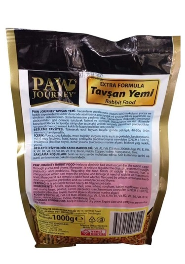 Paw Journey Tavşan Yemi - Rabbit Food 1 KG