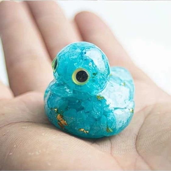 Trendooze Sevimli Ördek Yavrusu Aksesuarı, Aquamarine Kristal Dekor, İyileştirici Doğal Kristal