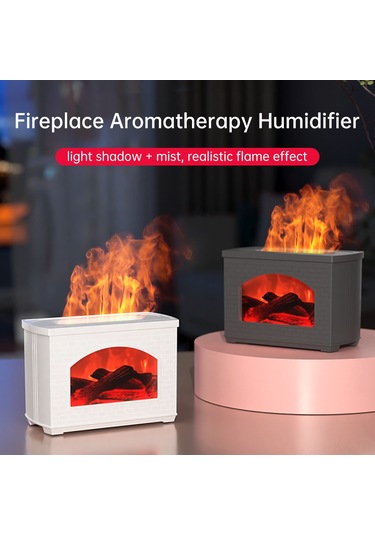 Kangvka Beyaz Usb Isıtıcı Aromaterapi Makinası: 3d Alev Efekti, 270ml Buharlayıcı, Yağ Ekleme, Su Yokken Kapanma, Sessiz Çalışma