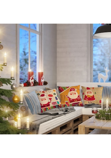 Adet Noel Süsleri Noel Yastık Kılıfı Noel Baba Yastık Kılıfı Yastık Ev Dekoru Çok Renkli