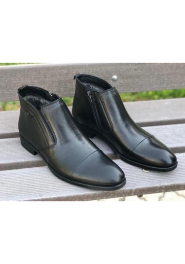 Çelikler Hakiki Deri Siyah Erkek Klasik Bot Siyah