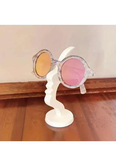 Gateesat Siyah İnsan Yüzü Şeklinde Gözlük Tutucu - Modern Minimalist Masaüstü Organizer Siyah