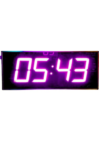 Dijital Led Duvar Ve Masa Saati Ve Derece - Pembe Kasa Ölçüsü: 16x40 Cm