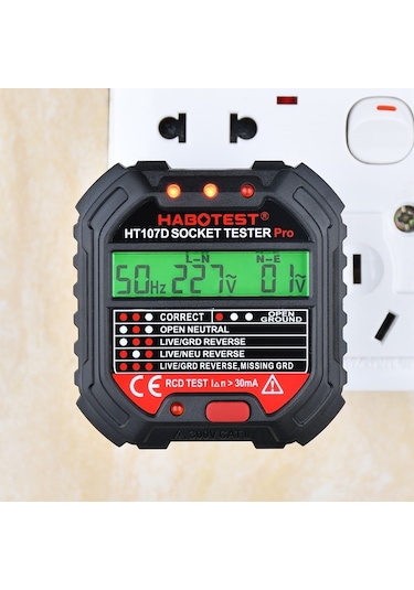 Butuglobal Habotest Ht107d Çok Fonksiyonlu Dijital Ekran Soket Test Cihazı Ab Fişi