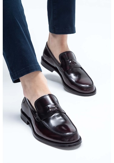Tamer Tanca Erkek Hakiki Deri Bordo Makosen Ayakkabı 183 11611 Erk Ayk Y23 Bordo