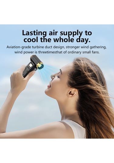 Yifomall 250000 Rpm Turbofan El Fanı - 10000mah Pil, Led Aydınlatma, 6 Rüzgar Hızı, Sürekli Hız Regülasyonu, Siyah