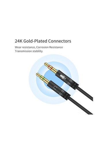Hombey 3.5mm Ses Ayırıcı Kablosu, Bilgisayar-headset Bağlantısı, Mikrofon Ve Kulaklık Çevirici, Siyah Metal, 30cm Uzunluk