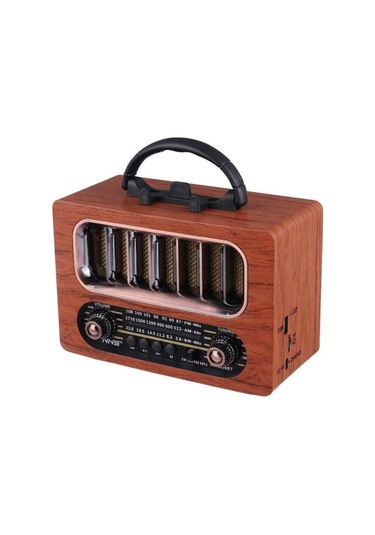 Ns-6636 Retro Ahşap Tasarım Bluetooth Hoparlörlü Radyo Fm/am Destekli, Şarjlı Ve Taşınabiliri Radyo-435