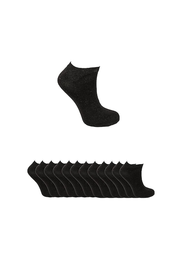 Ozzy Socks 12 Çift Ekonomik Pamuklu Siyah Erkek Patik - Siyah