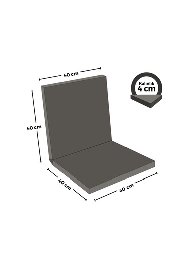Xpermate Arkalıklı Fermuarlı 40 x 40 CM Sırtlıklı Sandalye Minderi Gri