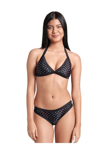Arena Rainbow Monogram Kadın Siyah Yüzücü Bikini 007079515 Siyah