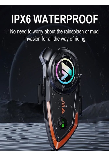 Y8002X Ip67 Su Geçirmez 2 Kişi 800 Metre Blueooth Interkom Motosiklet Kask Kulaklık