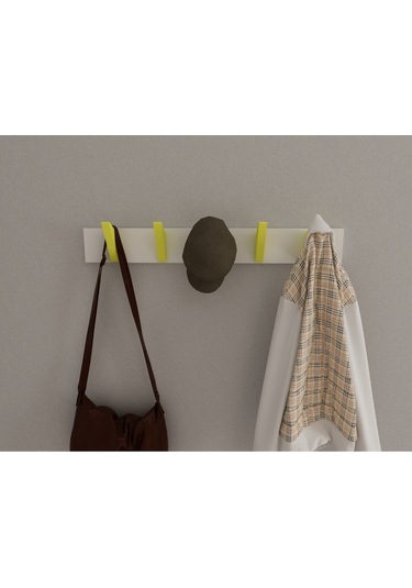 Hepsi3boyutlu Modern Duvar & Kapı Kanca Askılık - 5 Adet Sarı Kanca Askılık - Model No : 5 Sarı