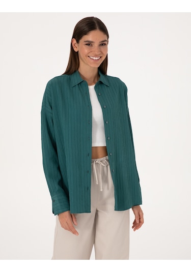 Pierre Cardin Kadın Zümrüt Gömlek Desenli 50318232-vr055 ZÜMRÜT