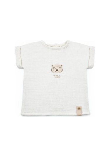 Bebek Kısa Kollu Tişört Ve Pantolon Takımı, %100 Pamuk, Bebek Ve Yenidoğan Serisi - Csym7104 Ekru