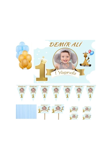 Bulut Konsept Temalı Doğum Günü Süsleme Ve Magnet Set, 1 Yaş Doğ