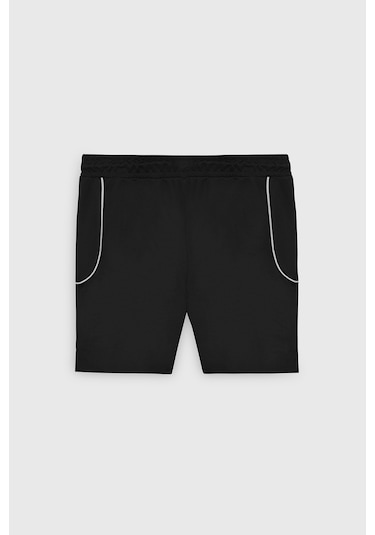 Ac&Co / Altınyıldız Classics Erkek Sıyah Standart Fit Normal Kesim Rahat Örme Şort Siyah