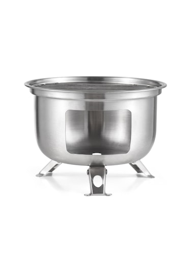 Tenfowee Taşınabilir Kamp Ocağı: Paslanmaz Çelik, 4'ü 1 Arada Izgara, Haşlama, Kaynatma Ve Fırınlama İçin. Gümüş