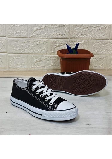 Fiyra 554 Siyah-Beyaz Kısa Unisex Sneaker Keten Spor Ayakkabı 001