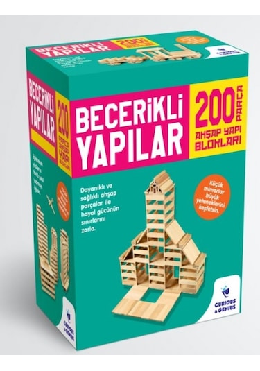 Curious And Genius Becerikli Yapılar 200 Parça Ahşap Yapı Blokla