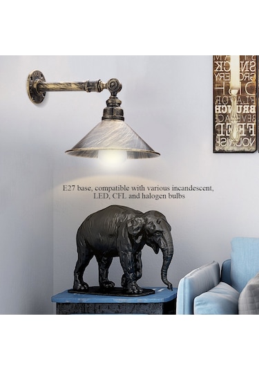 Vkemall Güçlü Demir Kuruş Stili Duvar Lambası - E27 Tabanı, 90-250v, Kafe-bar-koridor İçin, Kolay Kurulum Diğer