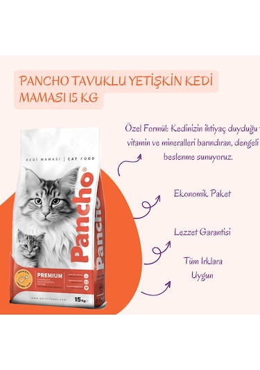 Pancho Tavuklu Yetişkin Kedi Maması 15 KG