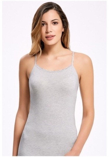 Ilke Kadın Likralı Dantelli Ip Askılı Atlet 246- 6 Adet