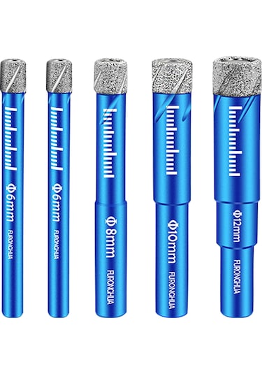 Kuru Elmas Matkap Uçları Seti 5 Adet 1/4 5/16 3/8 1/2 İnç Granit Seramik Mermer Fayans Taş Cam Elmas Kaplama