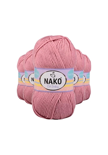 5 Adet Elite Baby El Örgü İpi Tüylenmeyen Bebek Yünü Gül Kurusu 10325