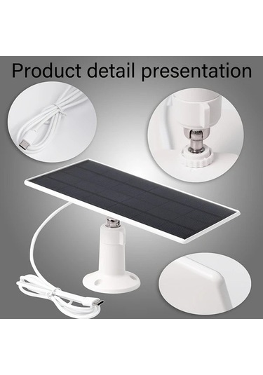 Besthome1 Dream011 Siyah 3w Mini Usb-c Güneş Paneli, 360 Ayarlanabilir Montaj Aleti, Güvenlik Kamerası Ve Kapı Zili Destekli