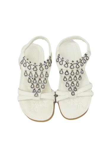 GUJA BLG22Y121 BEYAZ KIZ ÇOCUK ARKADAN LASTİKLİ TAŞLI SANDALET Beyaz