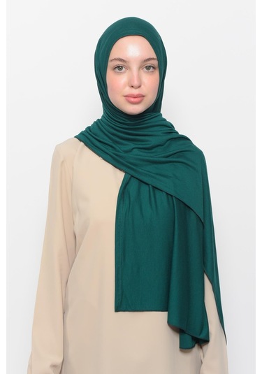 Hazır Pratik Geçmeli Lüks Düz Penye Şal Çapraz Hizalı Yeşil