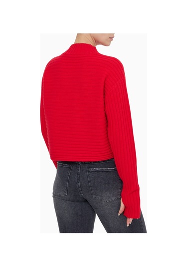 Almi Alice And Olivia Tavill Yarım Balıkçı Yaka Ribanalı Pullover Kazak Kırmızı