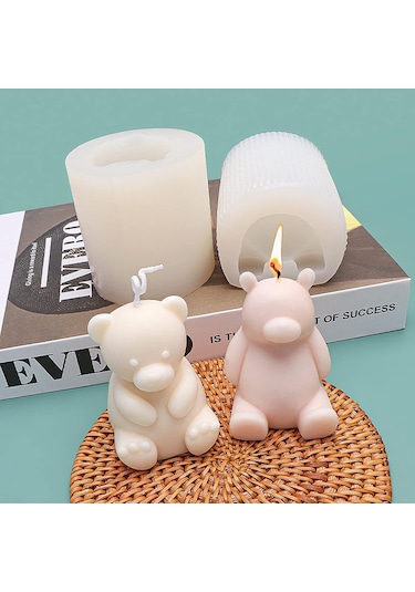 Sevimli Kutup Ayısı Kokulu Mum Kalıbı 2 Paket Ayı Kalıbı Ayı Mum Beyaz
