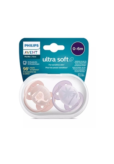 Philips Avent Ultra Soft Yumuşak 2li Emzik 0-6 Ay - Kız Scf091/09