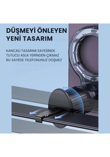 Coofbe 360 Derece Döner Başlıklı Güçlü Mgsafe Uyumlu Manyetik Havalandırma Araç İçi Telefon Tutucu Siyah