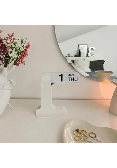 Döndürülebilir Takvim Oturma Odası İçin Döndürülebilir Masa Takvimi Süt Beyazı