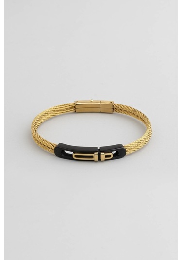 Sarı Kaplama Erkek Çelik Bileklik Sarı