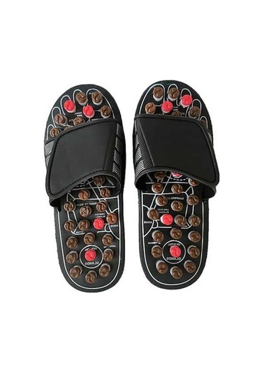 Wondernest Siyah Terlik Sandalet, Refleksoloji Masajlı, Lichen Ayak İv Siyah