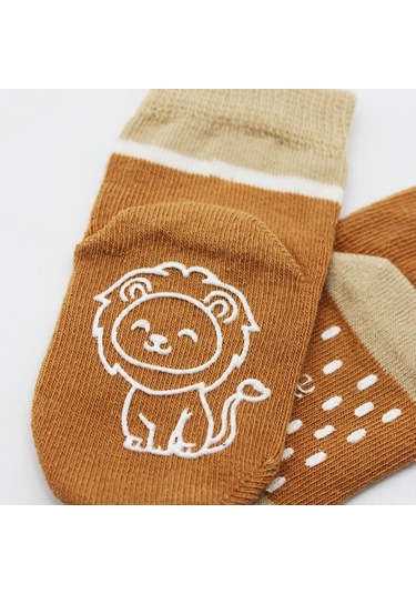 Bistyle Hayvan Figürlü Kaymaz Erkek Soket Çorap 2'li Bs10119 Hardal Hardal