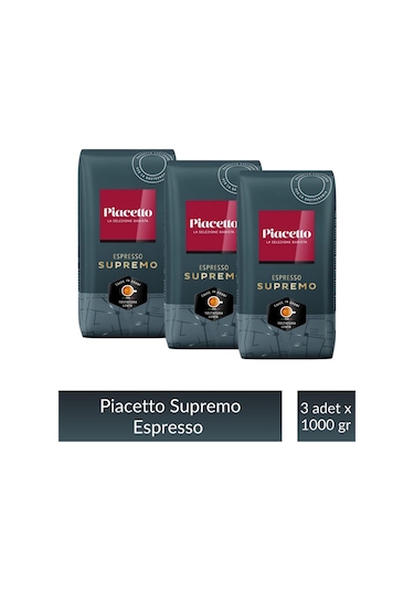 Piacetto Espresso Supremo Çekirdek Kahve 1 Kg X 3 Adet Çekirdek