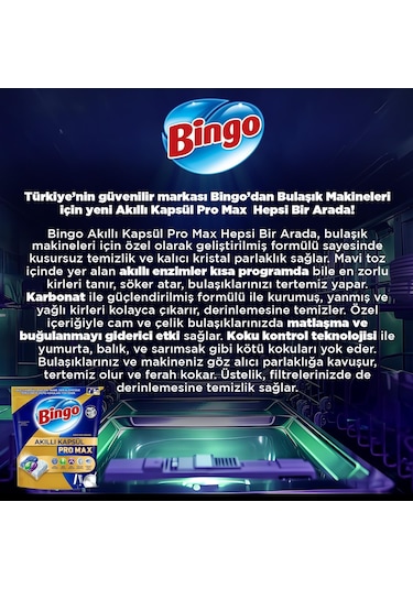 Bingo Akıllı Kapsül Pro Max Bulaşık Makinesi Deterjanı 120 Adet