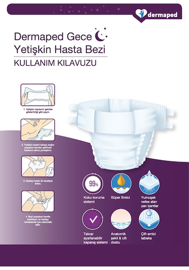 Dermaped Gece Bel Bantlı Yetişkin Hasta Bezi 120-170 CM XL 30'lu