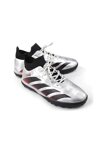 Cool Neymar Erkek Çocuk Çoraplı Halı Saha Spor Ayakkabı Gümüş
