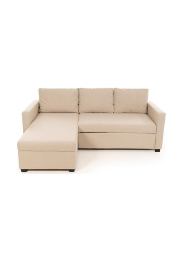 Pafu Kado Yataklı Köşe Koltuk Takımı - Keten Krem Krem